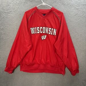 Vintage Wisconsin Badgers Jacket Adult Extra Large Red Windbreaker NCAA Y2K *
